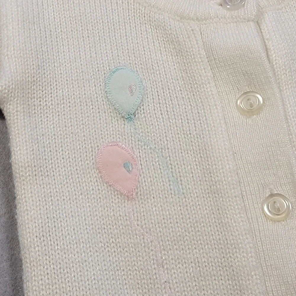 Vintage Snuggle Alert‎ 12M Baby Cardigan Sweater Pastel Taiwan 80s Cute Knit - Picture 6 of 11